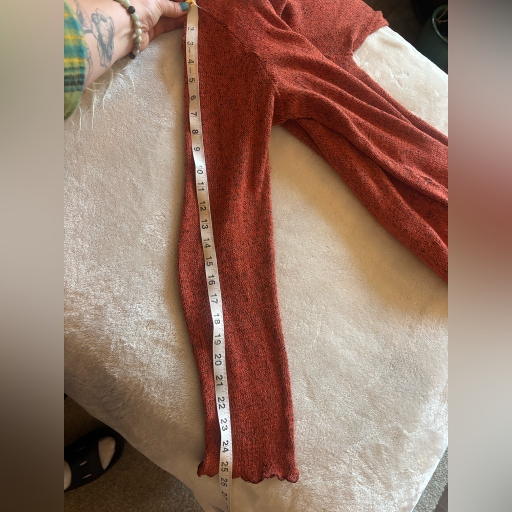 FENINI Designer Burnt Orange Textured Knit Cardigan • Artful Layering•Fits M–XL - Picture 15 of 17